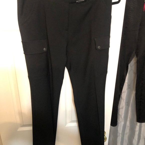 ABSOLU PARIS Size 12 Black wide leg Pants made in France size 44 dressy - Picture 1 of 8